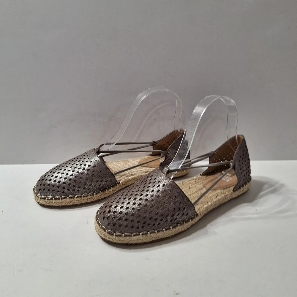 Eileen Fisher (NEW) Leather Mica Quiet Luxury Metallic Lee 2 Espadrille Shoes 6